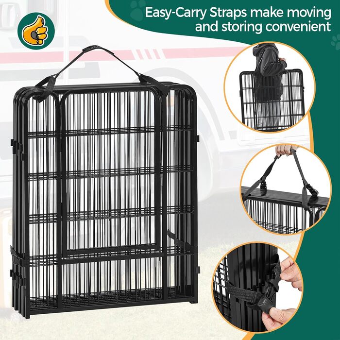 Клітка для цуценят Yaheetech 16-частинна з фіксацією, переносна для собак, ідеальна для дому та саду, легка збірка (80см, 24шт)