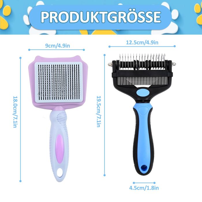 Набір гребінців для котів та собак 3 в 1, для видалення підшерстка, шерсті та розплутування, з масажною насадкою, підходить для довгошерстих та короткошерстих тварин