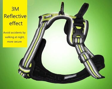 Нашийник для собак WINHYEPET Truelove No-Pull з відбиваючим ефектом та 2 кліпсами для повідка, TLH5651 (S, Неоновий жовтий)