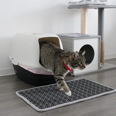 Килимок під лоток для котів, чорний, 60-74 см, 38x61 см, двошаровий, EVA, вологостійкий