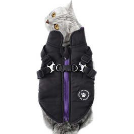Тепла куртка для домашнього улюбленця – зимовий одяг для собак, флісова куртка, водонепроникний зимовий одяг, тепла жилетка, одяг для цуценят, маленьких, середніх та великих собак, чорний колір, розмір M