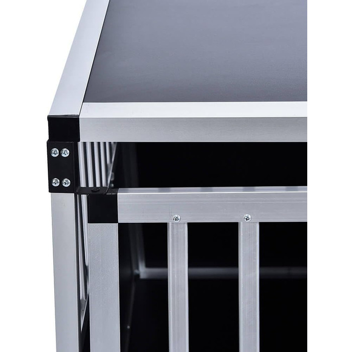 Транспортна переноска для собак Home Deluxe SKITO - M (69x54x50 см) - Алюміній + MDF, Срібно-чорний колір