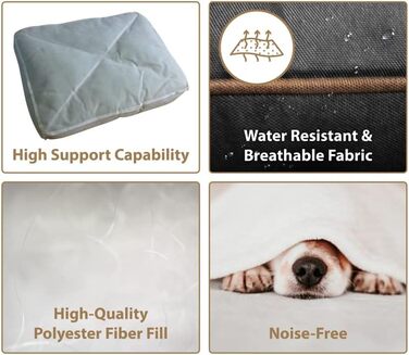 Ліжко для собак Ellie-Bo, розмір S, 56 x 41 x 10 см, чорний з коричневими паспалями. М'який матрац, водовідштовхувальний матеріал Oxford, наповнювач: поліестер. Підходить для клітки 61 см