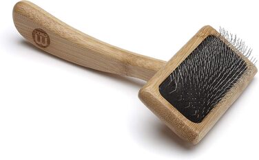 М'яка бамбукова щітка для грумінгу тварин Mikki 6280033 з кулькоподібними наконечниками для собак і котів, велика, 99 г (коричнева)