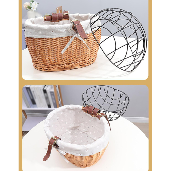 Кошик для собак на велосипед з ротангу – зручна переноска з захисним ґратом та м'яким бавовняним матрацом для багажника велосипеда