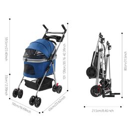 Візок для собак та котів Hundebuggy, складаний, 50 x 60 см, темно-синій