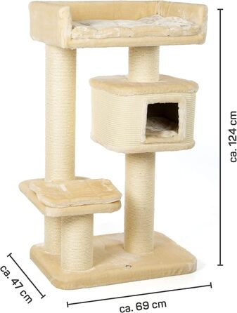 Дряпак для котів CanadianCat Portland - великі сизалеві стовпчики для великих котів, бежевий, 69x47x124 см