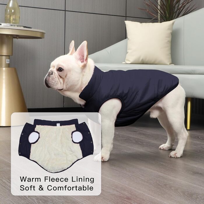 Тепла куртка для собак JoyDaog з флісовою підкладкою, 2 шари, для зими та холодної погоди, м'яка, вітронепроникна, розмір S, блакитна