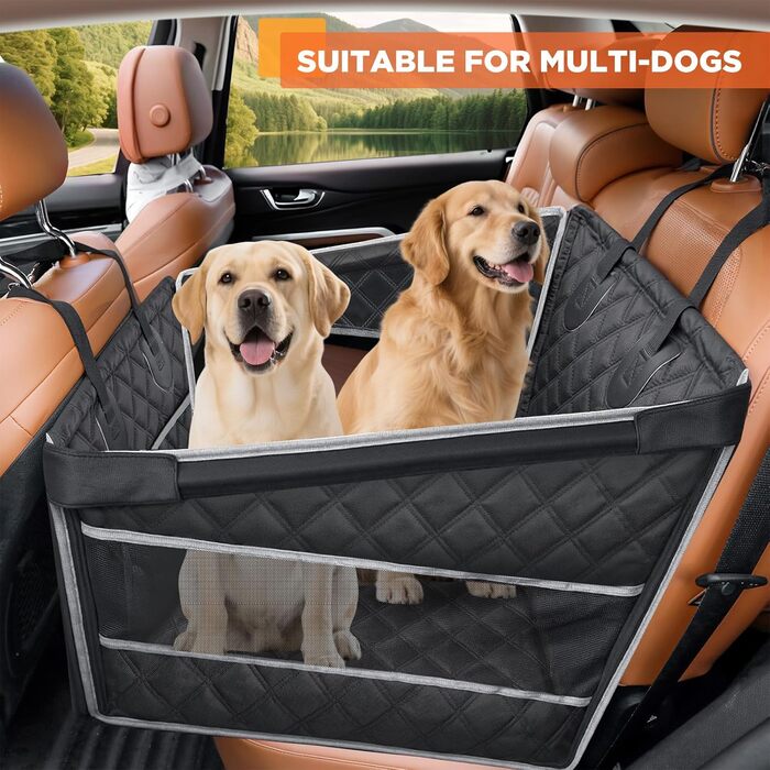 Автокрісло для собак Gimars – стабільне, водонепроникне, для великих та середніх порід, з безпечними ременями та сітчастими віконцями