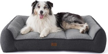 BEDSURE Лежанка для собак великих порід - 106x76 см, товста, з водонепроникною наволочкою, антиковзаюча, з м'якого плюшу Sherpa, темно-сіра (106x76x24 см)
