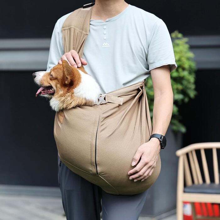 Сумка-переноска для собак середнього розміру ETIAL, сірого кольору, з металевим поводком, регульованим плечовим ременем, для собак вагою 11,3–18,1 кг