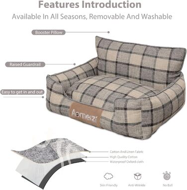 Ортопедичне ліжко для собак PETCUTE, сіре - зручне та миється, з підголовником