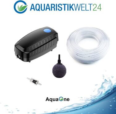 AquaOne повітряний насос CAP-10, 4 Вт, комплект для ставків до 3 м³, енергоощадна аерація, з розпилювачем і шлангом