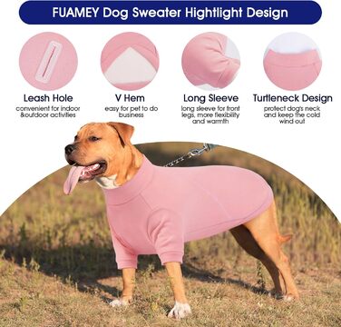Теплий пуловер для собак з коміром FUAMEY, м'яка сорочка для маленьких собак, термо-світшот для цуценят з отвором для повідка, зручний халат, фліс, зимовий одяг, для Звергшпіца, Чихуахуа (Рожевий, S)