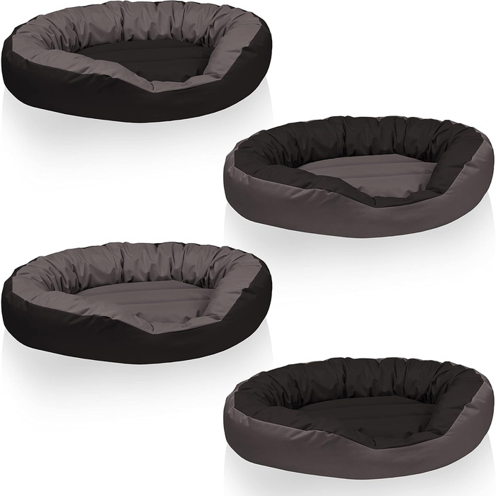 BedDog® Hundebett Sunny 4in1, велике собаче ліжко Rock-Flow, овальне/кругле, з Cordura, для дому та вулиці, XXXL, сіро-антрацит, 150 x 120 x 23 см
