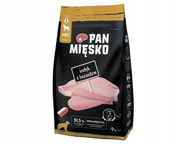 Сухий корм для собак Pan Mięsko з індиком та фазаном, гранули S, 9 кг