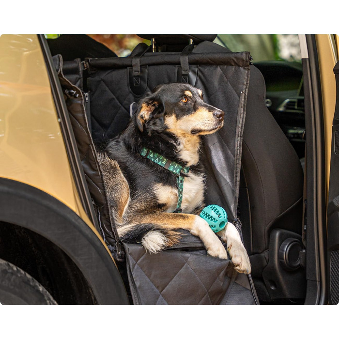 Автокрісло для собак RAGI з ременем безпеки - міцне та стабільне. Захист сидінь авто, переноска для собак на заднє сидіння. Чорний колір.