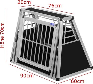 Transportbox N53 для собак - алюмінієва переноска 60x90x70 см з аварійним виходом, безпечний транспорт тварин в авто