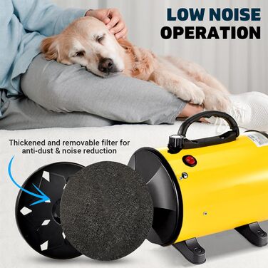Професійний фен для собак 2800W, тихий, з 4 насадками та шлангом, для грумінгу