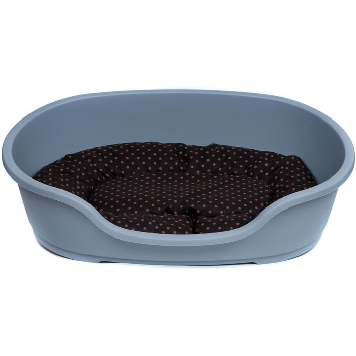 Корзина для собак Adena, 110 x 74 см, сіра + подушка з прикрасою у вигляді крапок, коричнева, розмір L 110 x 74 x 30 см, дизайн 3