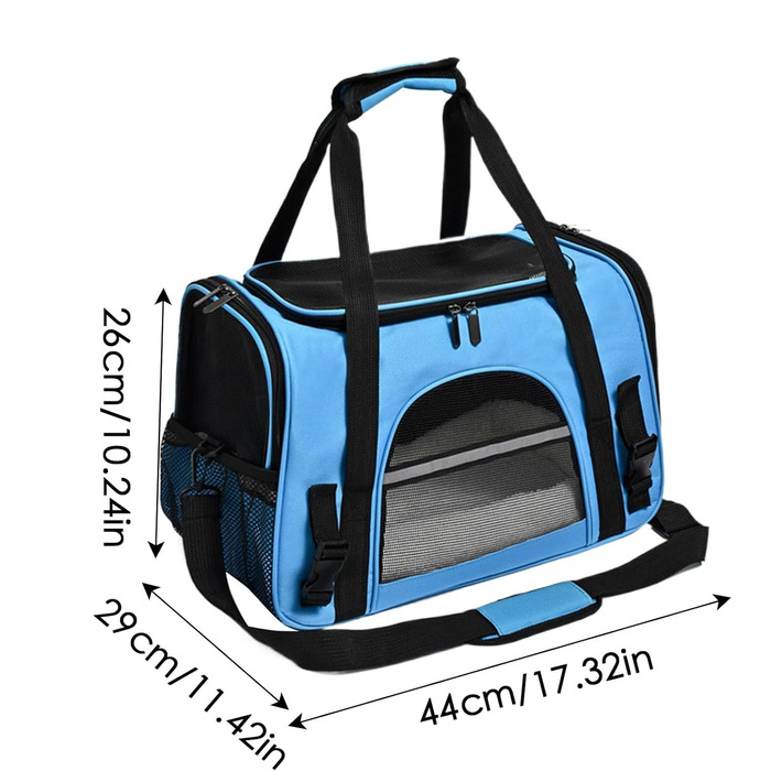 Сумка-переноска для собак – сумочка на плече, розкладна, прозора туристична сумка | Легка переноска для цуценят та маленьких собак, зручний рюкзак для подорожей, Trans (блакитна)