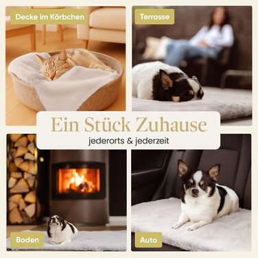 Плед для собак FellEngel de luxe® Premium, 100x70 см, веб-плюш, для собак та котів, собача лежанка, плед для тварин, ідеально для авто, дивана, прання (Cashmere Gray)