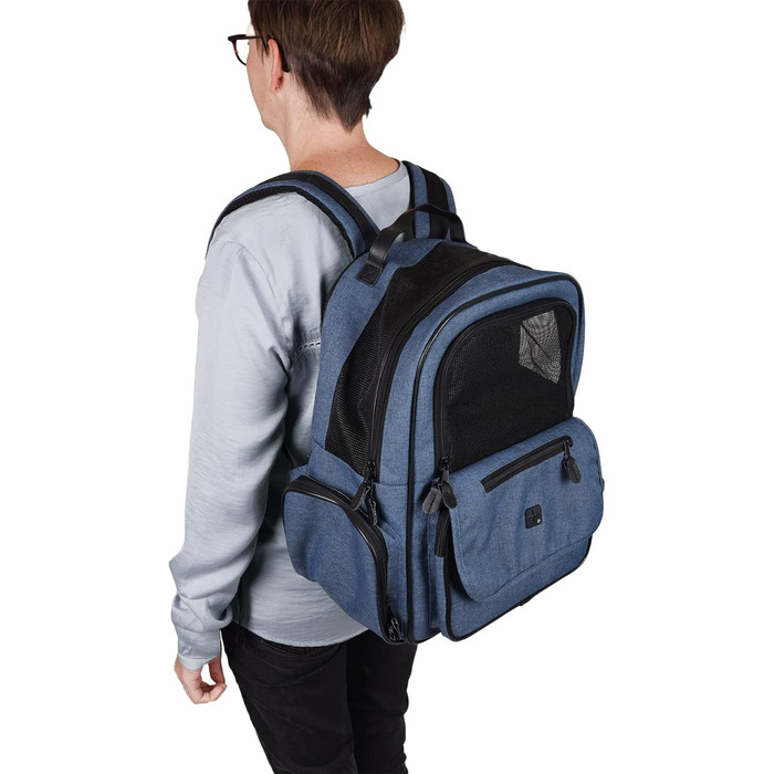 Рюкзак для собак Hunderucksack Wiro Зелений – 40x25x41 см – поліестер, посилена спинка, знімний піддон, страховка, нагрудний ремінь, кріплення для авторемня, Trolley-fix Зелений (Блакитний, 40x25x41CM (Пакети з 1))