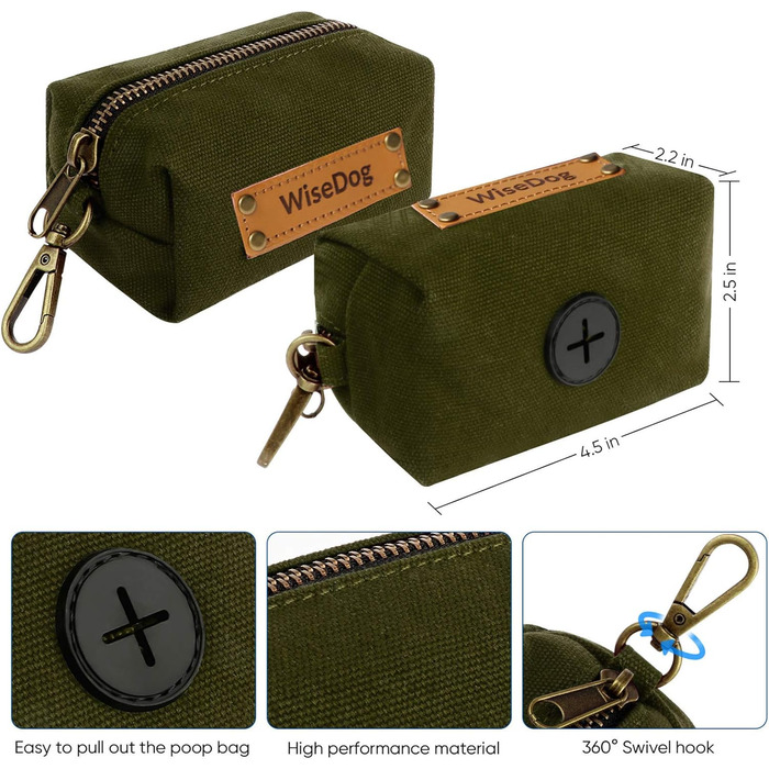 Набір повідків та нашийників для собак Wisedog: регульовані, міцні нашийники та повідки для малих, середніх та великих собак, з тримачем для пакетів для вигулу (M, L) (Окружність нашийника: 30-46 см; Повідок: 1.5 м), (XL(Окружність нашийника: 41-64 см; По