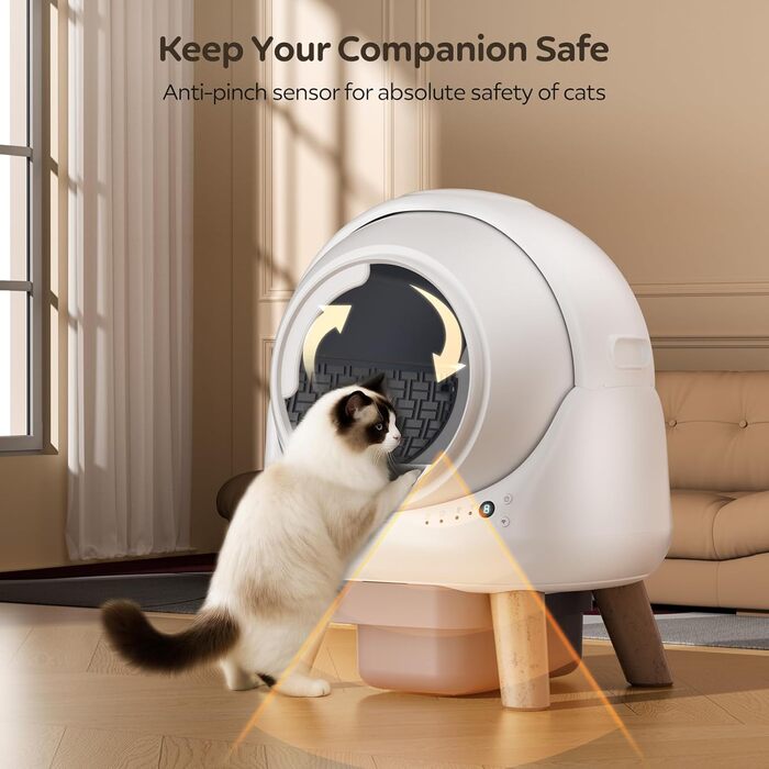 Автоматичний лоток для котів з 4 датчиками, керуванням через APP, для кількох котів, білий, Smart-лоток white-A1