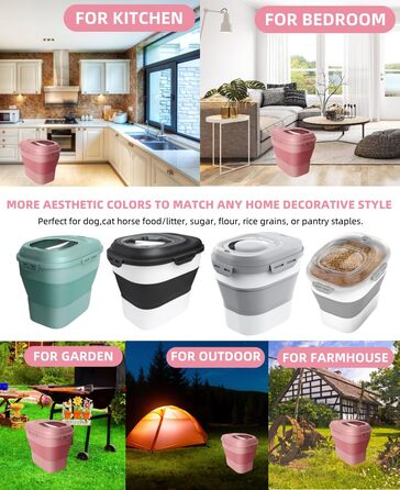 Контейнер для зберігання корму для собак 9-13.6 кг з колесами, повітряно-щільною кришкою, рожевий. Підходить для собак, котів та інших тварин.