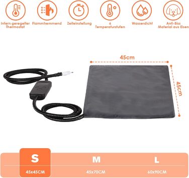 Кілимок для обігріву домашніх тварин: котів, собак, кроликів. Регулювання температури та таймера. 45x45 см