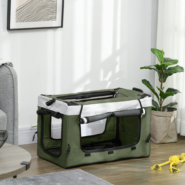 PawHut 2 в 1 Коляска для собак Dog Buggy Складна для собак і кішок до 10 кг Cat Buggy з подушками Сітка Вікна Двері Кошик для зберігання Котяча коляска Баггі Темно-зелений | Аосом