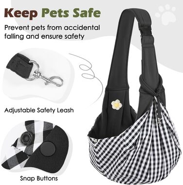 Pawaboo Сумка-переноска для собак та котів, 12lbs, квіти + чорний, регульований ремінь