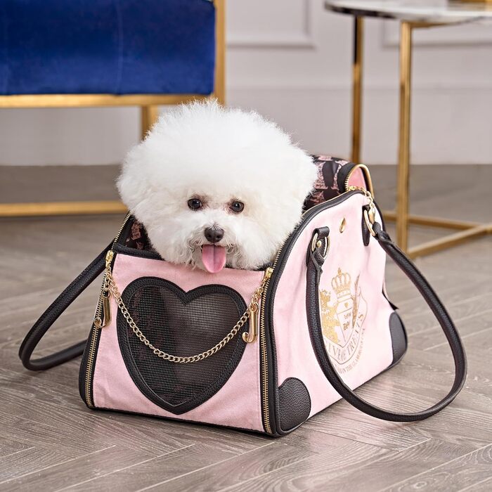 Сумка-переноска для тварин Juicy Couture, стильна рожева дорожня сумка для маленьких собак і котів
