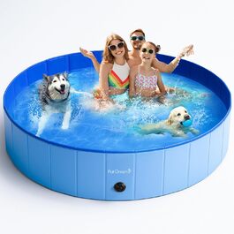 Складаний басейн для собак Furdreams XL 160x30 см, жорсткий пластик, переносна ванна для тварин, дитячий річний басейн із ПВХ, нековзка поверхня для двору та саду