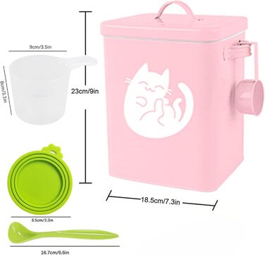 Контейнер для котячого корму JYCRA, портативний диспенсер для сухого корму з ложкою, рожевий