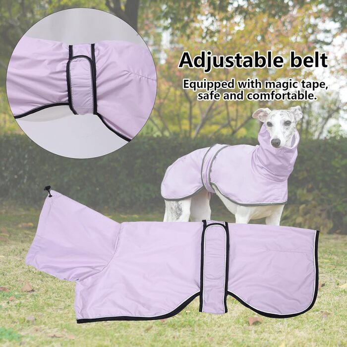 Водонепроникна куртка для породистих собак Віндхаунд, Грейхаунд, Лурчер, Віппет (L, XL, фіолетовий)