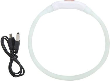 LED нашийник для собак Cikonielf USB, перезаряджається, світлодіодний, регульований, безпечний для котів та маленьких собак (білий)
