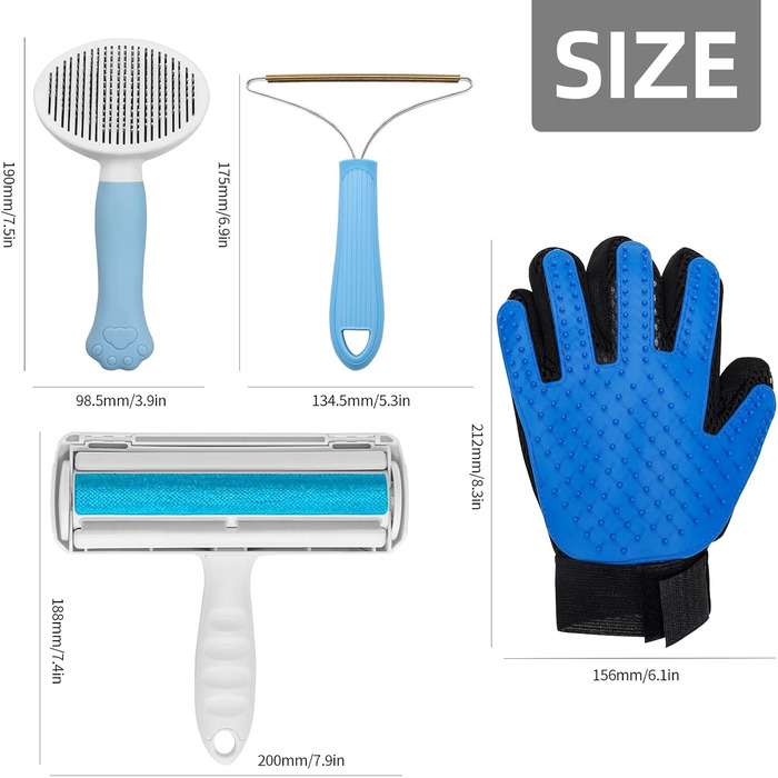 Набір щіток для тварин 5 шт. для видалення шерсті з меблів, щітки для собак та котів з довгою та короткою шерстю, ролики для видалення ворсу для дивану, ліжка, багаторазовий двосторонній набір