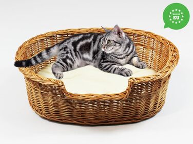 Кілимок для собак та котів з плетіння лози, 43x28x10/14 см, з подушкою Ecri