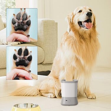 Очищувач лап для собак | Мийка лап для собак - 2 швидкості, без розбризкування. Догляд за лапами вдома, у подорожах, на кемпінгу, під час походів, щоденні прогулянки та після (сірий)