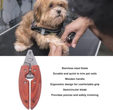 Нігтерізка для котів та собак, нержавіюча сталь, з дерев'яною ручкою, безпечна та швидка