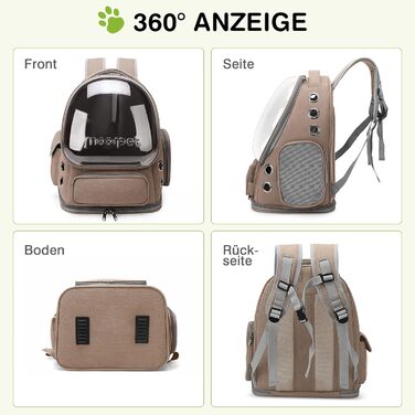 Рюкзак-переноска для котів та собак ALLSOPETS Bubble Carrier, до 7.5 кг, Khaki