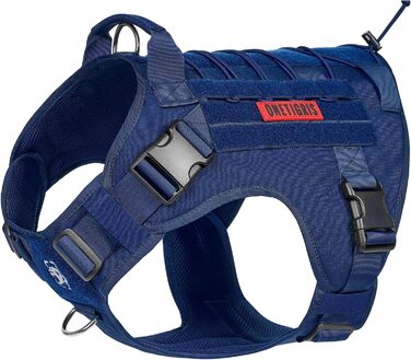 Тактична шлея для собак OneTigris FIRE WATCHER, XL, синя, 1000D нейлон, з ручкою і 2 D-кільцями, захисна амуніція для дресирування та прогулянок