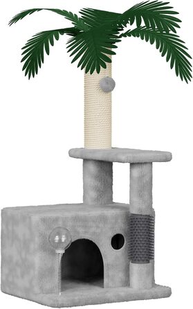 Кігтеточка Kratzbaum 90 см: кігтешкребок, будиночок та іграшки для котів (сірий)