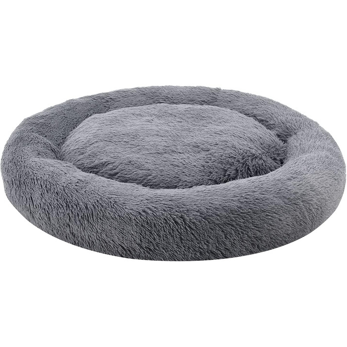 Кругле лежанка для собак та котів Juskys Monty 3XL, 120 см, сірий колір, м'яка, антиковзаюча, знімний чохол