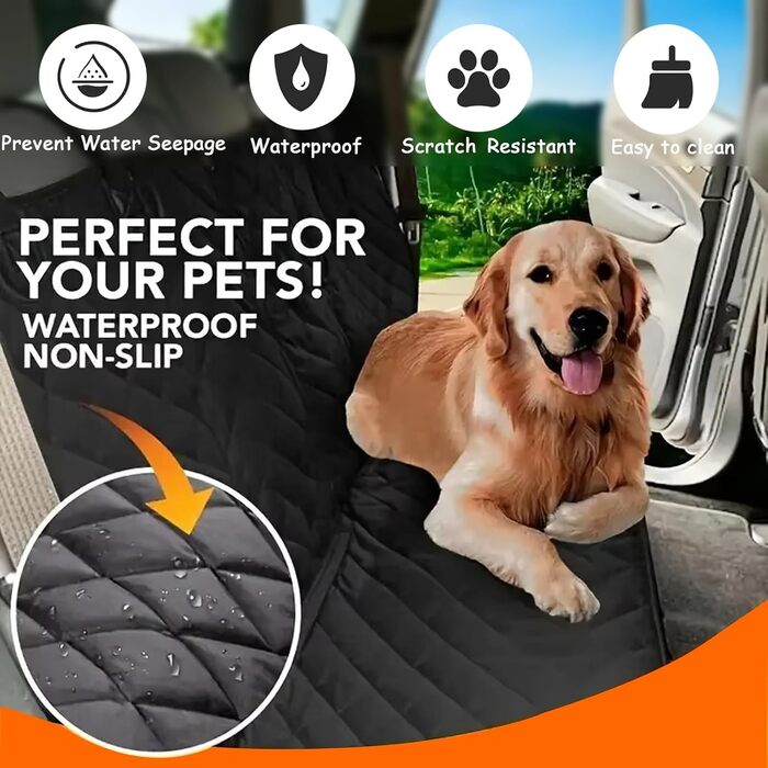 Захист для автосидіння для собак 4-в-1, чорний. Водонепроникний, стійкий до подряпин, антиковзаючий. Підходить для всіх авто, SUV.