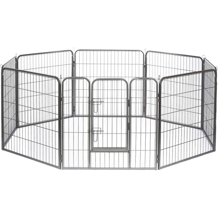 Клітка для цуценят та дрібних тварин Lionto, 80x80 см, розширювана, для дому та саду, з дверцятами та засувом, 8 елементів