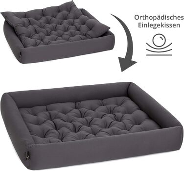 Ортопедичне ліжко для собак середнього розміру - ліжко з знімним матрацом, прання до 95°C, сушка в сушильній машині, стійке до подряпин та укусів, Made in Germany (XXXL - 110x100 см, Антрацит)