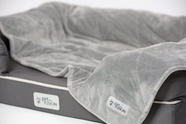 PetFusion Premium Plus X-Large лежак-для-собак 148x122 см, двосторонній, сірий мікроплюш, 100% м'який поліестер